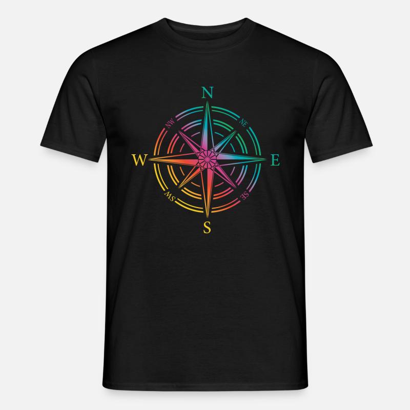 kompass bunt - Männer T-Shirt - Schwarz