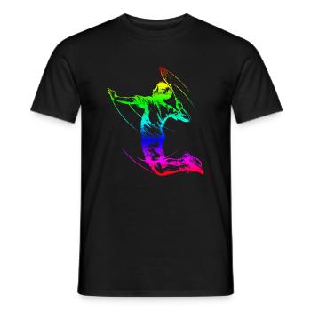 Badminton Spieler Bunt - Männer T-Shirt - Schwarz - Vorne - AI Model Male 178 light (178cm)