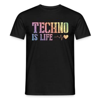 techno ist leben - Männer T-Shirt - Schwarz - Vorne - AI Model Male 178 light (178cm)