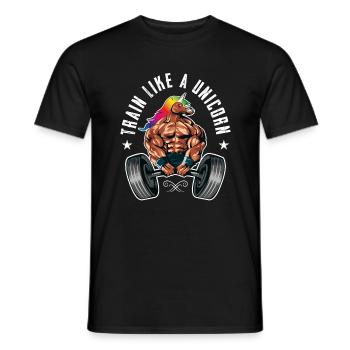Einhorn Train like a Unicorn - Männer T-Shirt - Schwarz - Vorne - AI Model Male 178 light (178cm)