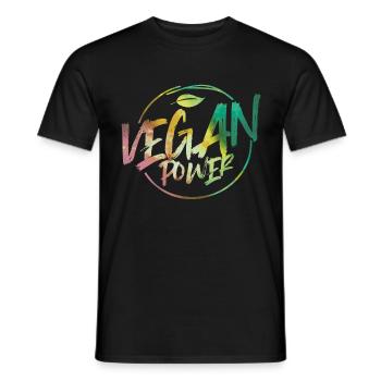 vegan power colorful - Men's T-Shirt - black - Front - AI Model Male 178 light (178cm)