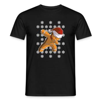 Lebkuchenmann Dab Weihnachten - Männer T-Shirt - Schwarz - Vorne - AI Model Male 178 light (178cm)