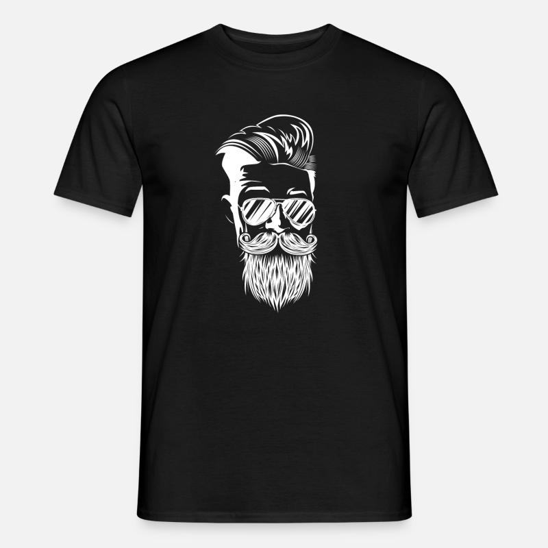 hipster bart vollbart kopf - Männer T-Shirt - Schwarz