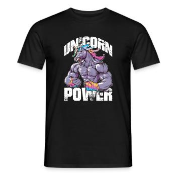 Einhorn Power Fitness - Männer T-Shirt - Schwarz - Vorne - AI Model Male 178 light (178cm)