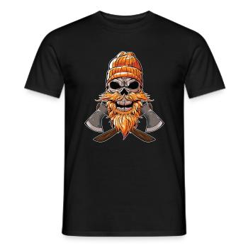 crâne bûcheron hache bois - T-shirt homme - noir - Devant - AI Model Male 178 light (178cm)