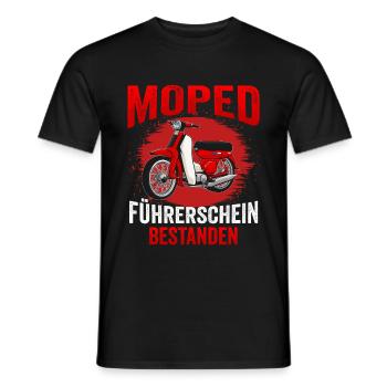 Moped Führerschein Bestanden Mofa Roller Geschenk - Männer T-Shirt - Schwarz - Vorne - AI Model Male 178 light (178cm)