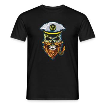Tatouage cool de crâne de capitaine squelette - T-shirt homme - noir - Devant - AI Model Male 178 light (178cm)