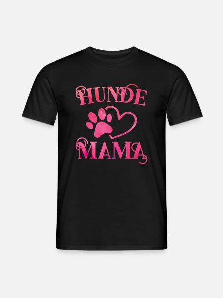 Hunde Mama Herz Hundepfote - Männer T-Shirt - Schwarz
