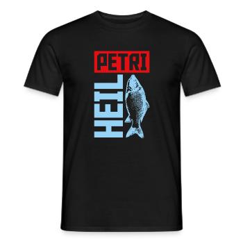 Petri Heil Fischen Angeln Spruch - Männer T-Shirt - Schwarz - Vorne - AI Model Male 178 light (178cm)