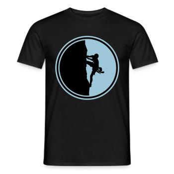 climbing mountaineering silhouette circle - Men's T-Shirt - black - Front - AI Model Male 178 light (178cm)