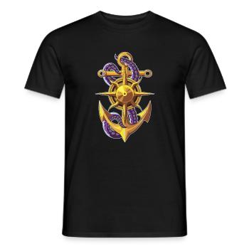 anker boussole d’or tentacules - T-shirt homme - noir - Devant - AI Model Male 178 light (178cm)