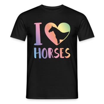 Ich liebe Pferde Herz Reiten - Männer T-Shirt - Schwarz - Vorne - AI Model Male 178 light (178cm)