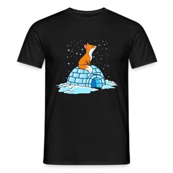 renard iglu hiver ploar comic - T-shirt homme - noir - Devant - AI Model Male 178 light (178cm)