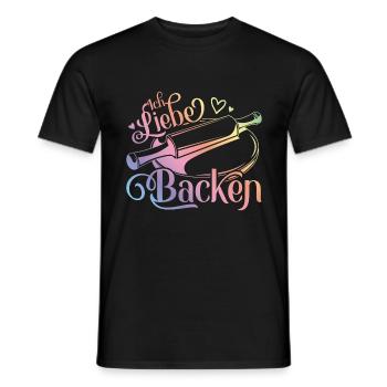 Ich liebe Backen Herz Nudelholz Bäcker - Männer T-Shirt - Schwarz - Vorne - AI Model Male 178 light (178cm)