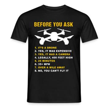 Drone FAQ Quadrocopter Drone Flying Drones - Men's T-Shirt - black - Front - AI Model Male 178 light (178cm)