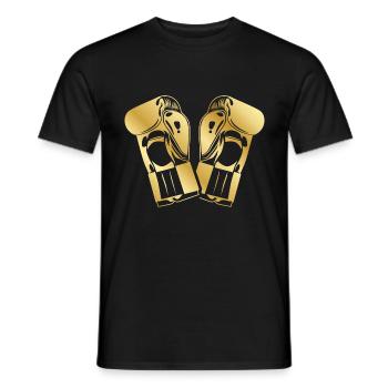 Boxhandschuhe Symbol Gold - Männer T-Shirt - Schwarz - Vorne - AI Model Male 178 light (178cm)