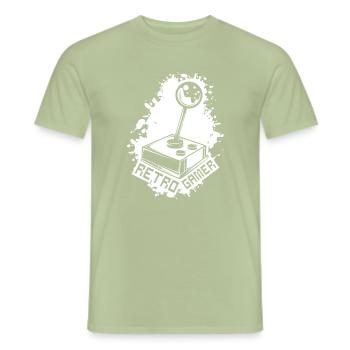 Retro Gamer Joystick - T-shirt homme - vert sauge - Devant - AI Model Male 178 light (178cm)