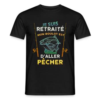 Retraite et pêche le boulot de mon Papy pêcheur - T-shirt homme - noir - Devant - AI Model Male 178 light (178cm)
