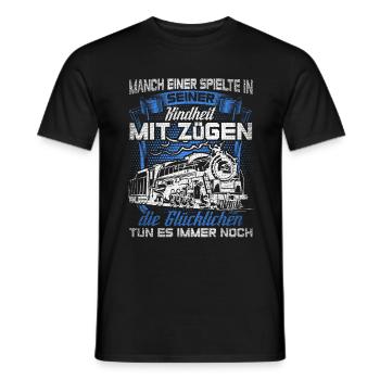 Modelleisenbahner Züge Modellbau Sprüche Geschenk - Männer T-Shirt - Schwarz - Vorne - AI Model Male 178 light (178cm)