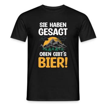 Sie haben gesagt, oben gibt´s Bier | Wandern Natur - Männer T-Shirt - Schwarz - Vorne - AI Model Male 178 light (178cm)