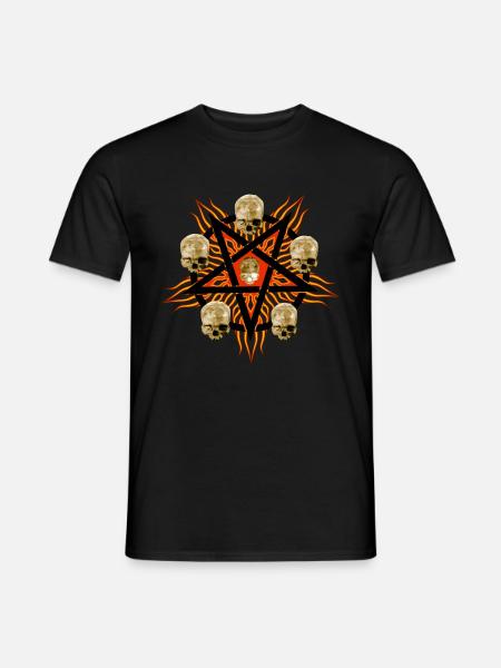 Pentagram with skulls - Men's T-Shirt - black