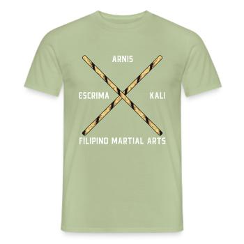 Arnis Escrima Kali Art Martial Self Défense - T-shirt homme - vert sauge - Devant - AI Model Male 178 light (178cm)