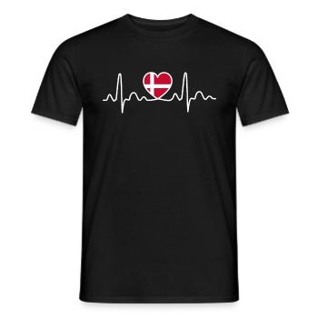 Battement de coeur du drapeau du Danemark - T-shirt homme - noir - Devant - AI Model Male 178 light (178cm)
