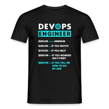 Ingénieur DevOps Cloud Computing Taux horaire - T-shirt homme - noir - Devant - AI Model Male 178 light (178cm)