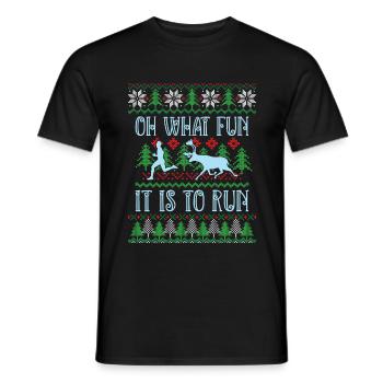 Oh what fun it is to run - ugly sweater run 5k - Men's T-Shirt - black - Front - AI Model Male 178 light (178cm)