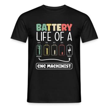 Metalworker Machining Battery Life Of A Cnc - Men's T-Shirt - black - Front - AI Model Male 178 light (178cm)