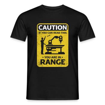 Cnc Machinist Metalworker Machining Caution Funny - Men's T-Shirt - black - Front - AI Model Male 178 light (178cm)