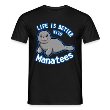 La vie avec les lamantins animaux marins mignons - T-shirt homme - noir - Devant - AI Model Male 178 light (178cm)