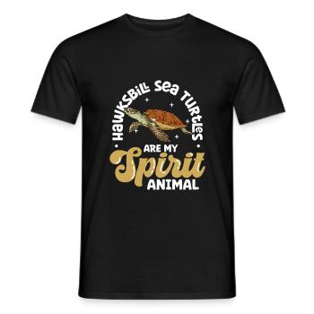 Mon animal spirituel - Tortue imbriquée - T-shirt homme - noir - Devant - AI Model Male 178 light (178cm)