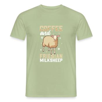 Café et brebis laitières de Frise orientale - T-shirt homme - vert sauge - Devant - AI Model Male 178 light (178cm)