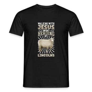 Jesus und Schaf - Lincolnschaf - Männer T-Shirt - Schwarz - Vorne - AI Model Male 178 light (178cm)
