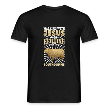 Jesus und Schaf - Southdown-Schaf - Männer T-Shirt - Schwarz - Vorne - AI Model Male 178 light (178cm)