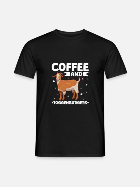 Kaffee und Toggenburger Ziege - Männer T-Shirt - Schwarz