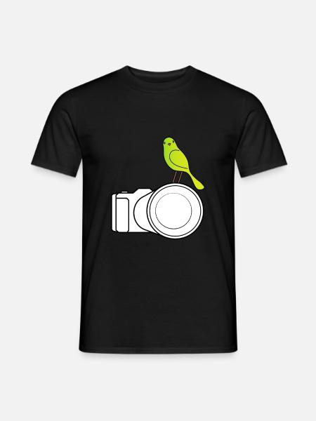 Animal photographer - camera with bird - Men's T-Shirt - black