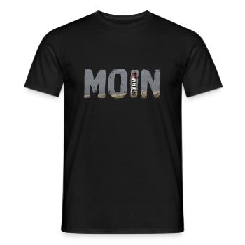 Moin mit Sylt und Leuchtturm - Nordsee Insel Sylt - Männer T-Shirt - Schwarz - Vorne - AI Model Male 178 light (178cm)