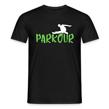 Parkour Shirt: Parkour in Grün mit Parkourläufer - Männer T-Shirt - Schwarz - Vorne - AI Model Male 178 light (178cm)
