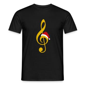 Clé de partition avec casquette de Noël musicien Present - T-shirt homme - noir - Devant - AI Model Male 178 light (178cm)