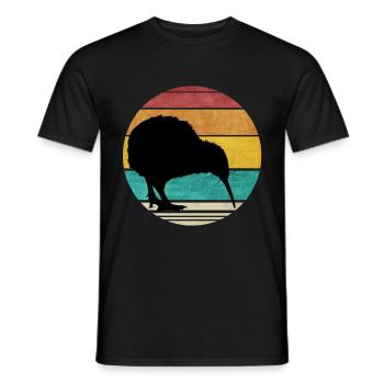 Retro Kiwi New Zealand Vintage New Zealand Travel - Men's T-Shirt - black - Front - AI Model Male 178 light (178cm)