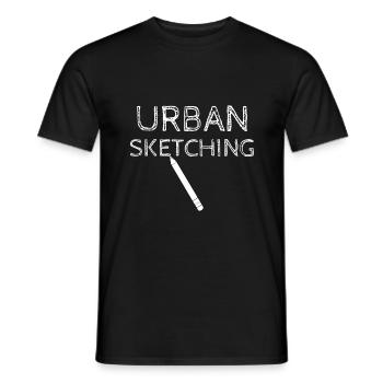Urban Sketching - Männer T-Shirt - Schwarz - Vorne - AI Model Male 178 light (178cm)