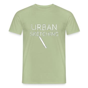 Urban sketching - Men's T-Shirt - sage - Front - AI Model Male 178 light (178cm)