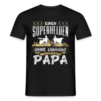 Superheld ohne Umhang Held Papa Vater Vatertag - Männer T-Shirt - Schwarz - Vorne - AI Model Male 178 light (178cm)