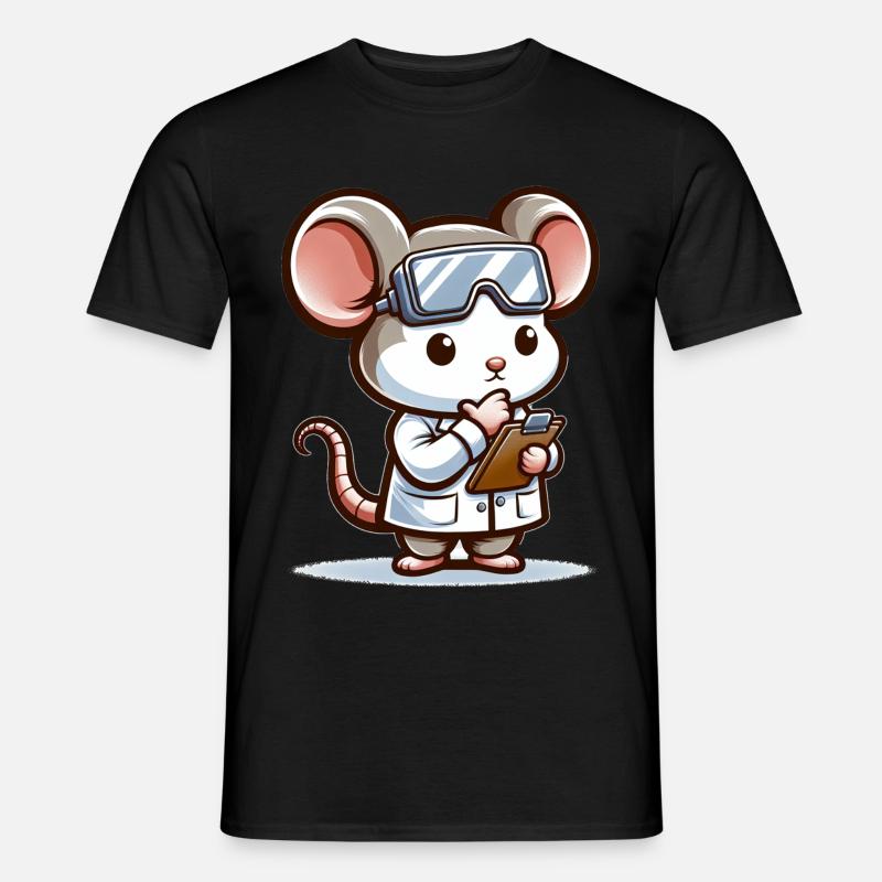 Cute Mouse Scientist - Männer T-Shirt - Schwarz