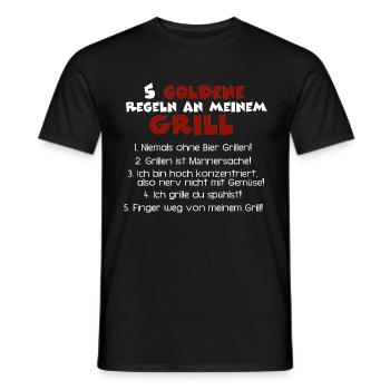 Goldene Grillregeln, Grillmeister Regeln - Männer T-Shirt - Schwarz - Vorne - AI Model Male 178 light (178cm)