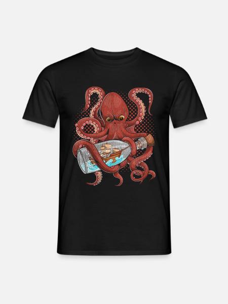 Krake Geschenk Meer Oktopus - Männer T-Shirt - Schwarz