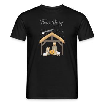 Jesus True Story Jour de Noël Noël Naissance de Jésus Naissance Histoire Célébration - T-shirt homme - noir - Devant - AI Model Male 178 light (178cm)