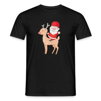 Sankt-Reiten auf Rudolph-Ren-Weihnachtsweihnachten - Männer T-Shirt - Schwarz - Vorne - AI Model Male 178 light (178cm)